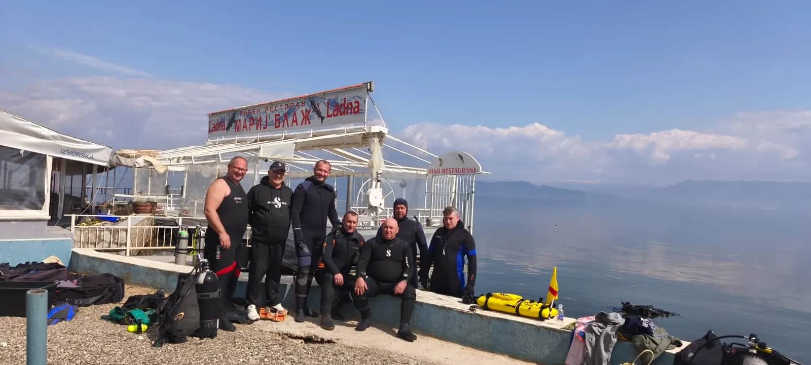 Participants of the first cleanup action ready to dive at Kaj Divono beach